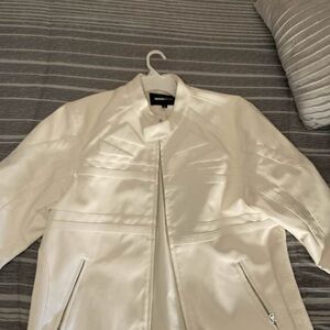 Vintage Cream Biege Faux Leather Jacket